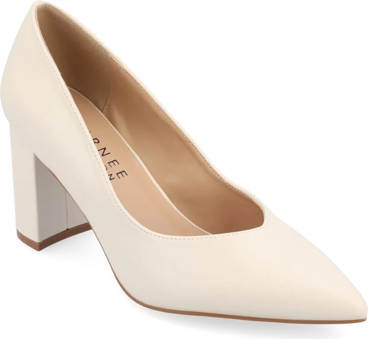 Journee Collection Women's Simonne Block Heel Pointed Toe Pumps