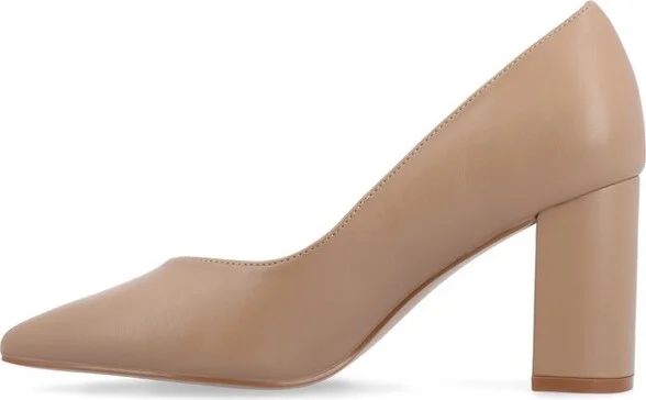 Journee Collection Women's Simonne SuperNatural Shades Block Heel Pointed Toe Pumps, Mocha - Image 2