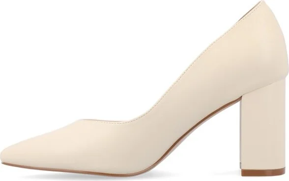 Journee Collection Women's Simonne SuperNatural Shades Block Heel Pointed Toe Pumps, Mocha - Image 4