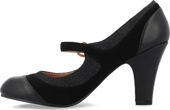 Journee Collection Women's Siri Round Toe Mid Block Heel Pumps Black - Image 2