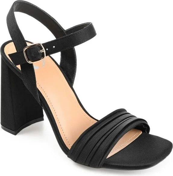 Journee Collection Womens Skiler Tru Comfort Foam Open Square Toe Block Heel Sandals Black 11