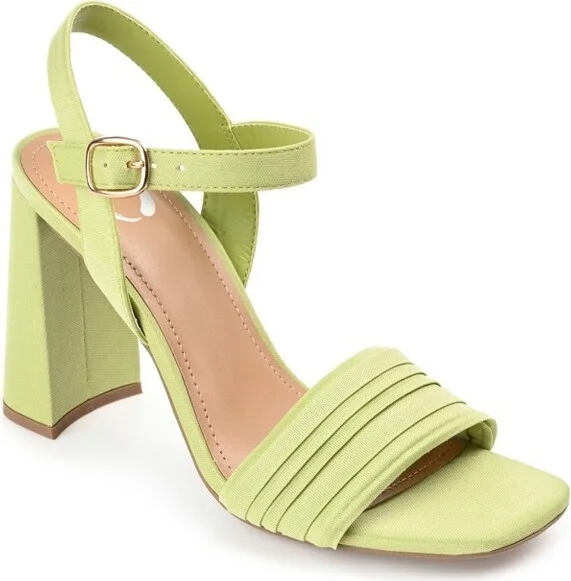 Journee Collection Womens Skiler Tru Comfort Foam Open Square Toe Block Heel Sandals Green 9