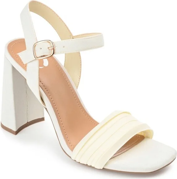 Journee Collection Womens Skiler Tru Comfort Foam Open Square Toe Block Heel Sandals White 9.5