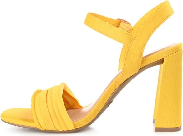 Journee Collection Womens Skiler Tru Comfort Foam Open Square Toe Block Heel Sandals Yellow 6.5 - Image 2