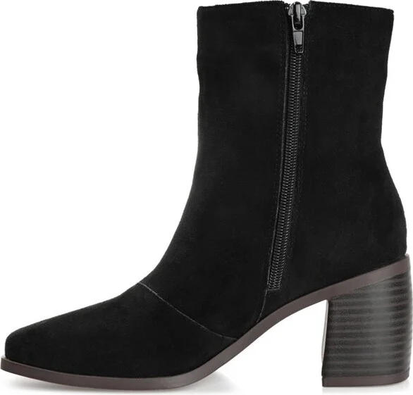 Journee Collection Women's Sloann Inside Zip Stacked Heel Booties Black - Image 2