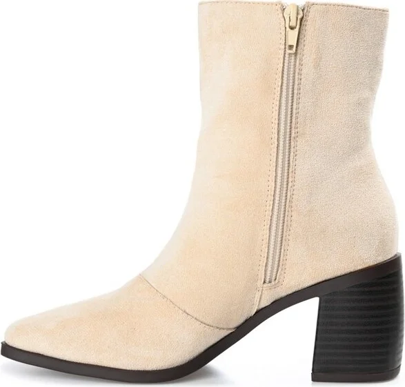 Journee Collection Women's Sloann Inside Zip Stacked Heel Booties Black - Image 6