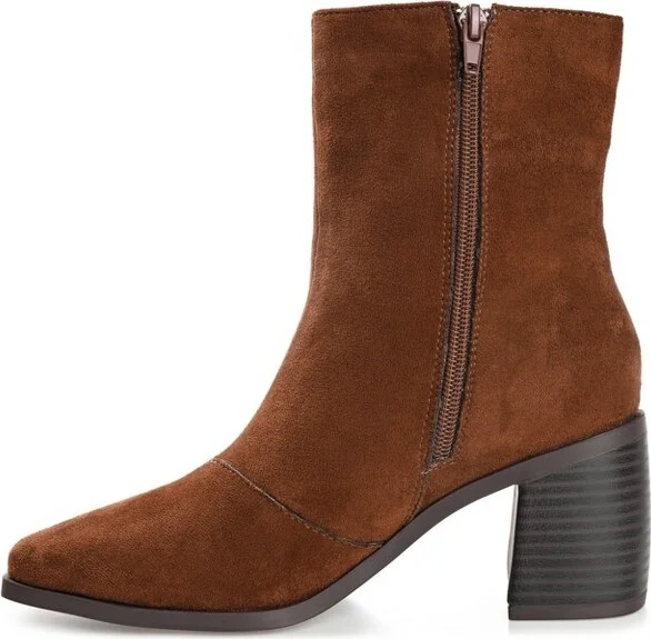 Journee Collection Women's Sloann Inside Zip Stacked Heel Booties Black - Image 7