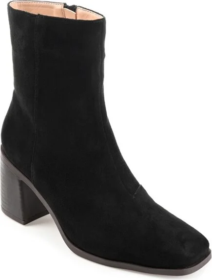 Journee Collection Women's Sloann Inside Zip Stacked Heel Booties Black
