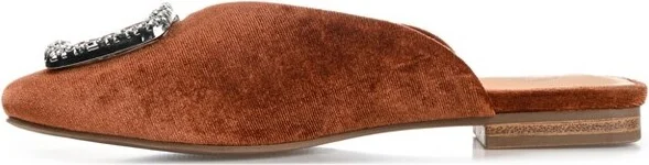 Journee Collection Women's Sonnia Mules Square Toe Slip On Flats Brown - Image 2