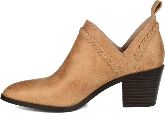 Journee Collection Women's Sophie Pull On Stacked Heel Booties Tan - Image 2