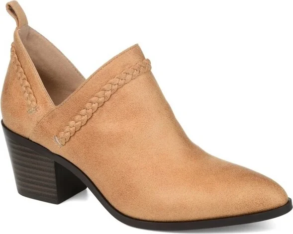 Journee Collection Women's Sophie Pull On Stacked Heel Booties Tan