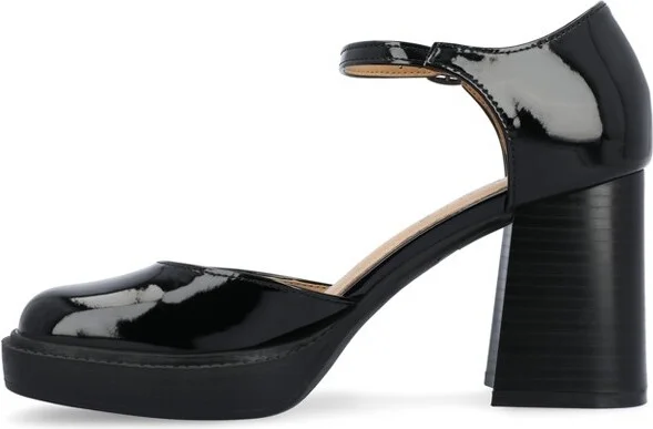 Journee Collection Women's Sophilynn Mid Heel Square Toe Pumps Black - Image 5