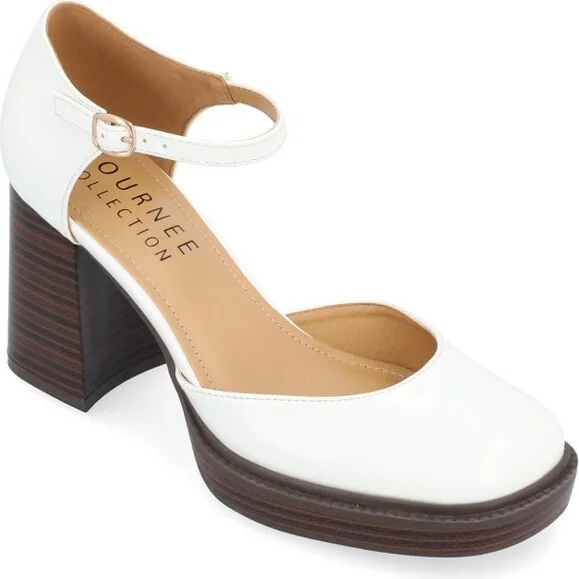 Journee Collection Women's Sophilynn Mid Heel Square Toe Pumps Black