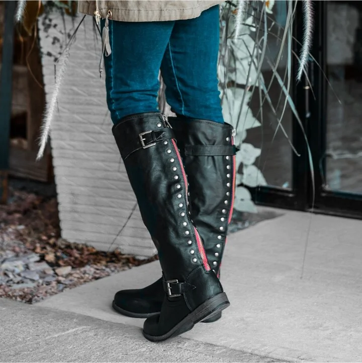 Journee Collection Women's Spokane Extra Wide Calf Knee High Riding Boots - Image 5