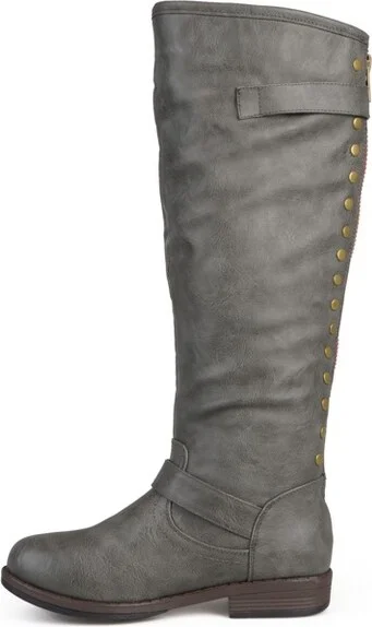 Journee Collection Women's Spokane Stacked Heel Riding Boots Chestnut - Image 3