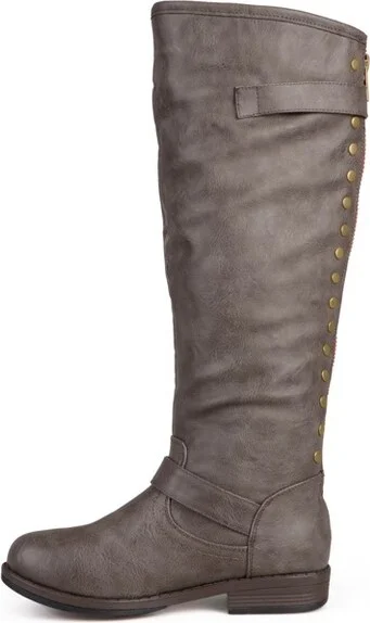 Journee Collection Women's Spokane Stacked Heel Riding Boots Chestnut - Image 5