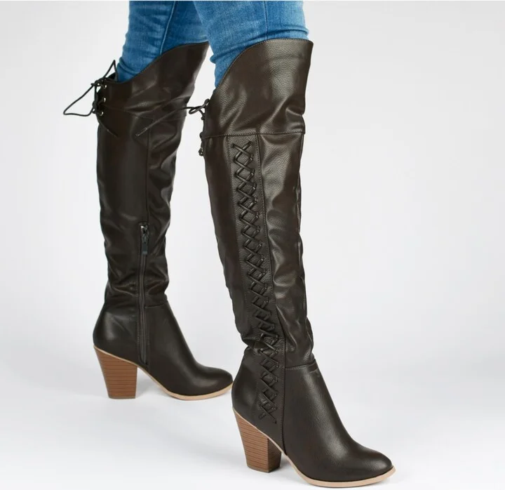 Journee Collection Women's Spritz Lace Up Over The Knee Boots - Image 3