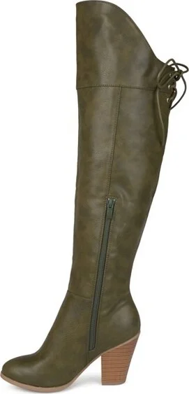 Journee Collection Women's Spritz-p Stacked Heel Over The Knee Boots Grey - Image 3