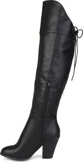 Journee Collection Women's Spritz-p Stacked Heel Over The Knee Boots Grey - Image 5