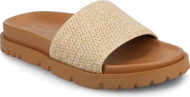 Journee Collection Women's Starr Slide Footbed Flat Sandals