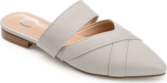 Journee Collection Women's Stasi Slip On Pointed Toe Mules Flats Grey