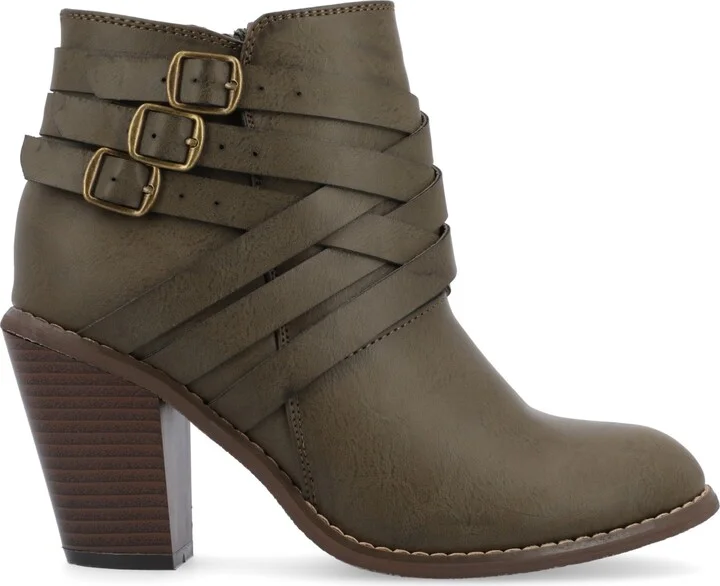 Journee Collection Women's Strap Round Toe Stacked Heel Dress Booties - Image 2
