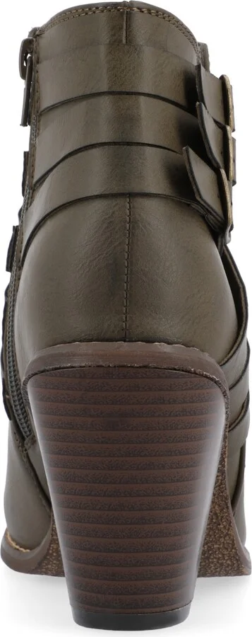 Journee Collection Women's Strap Round Toe Stacked Heel Dress Booties - Image 3