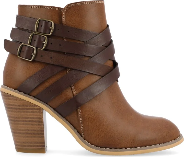 Journee Collection Women's Strap Round Toe Stacked Heel Dress Booties - Image 6
