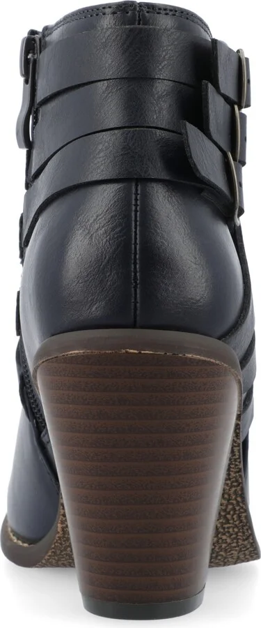 Journee Collection Women's Strap Wide Width Round Toe Stacked Heel Dress Booties - Image 3