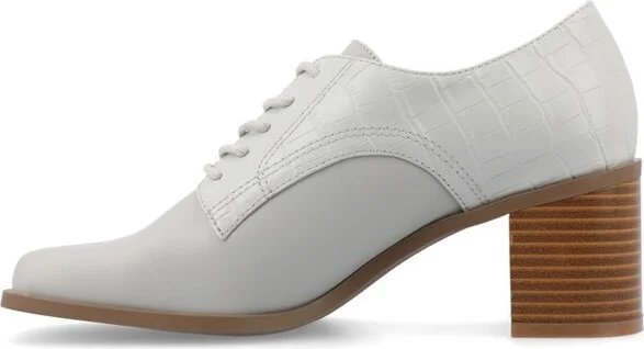 Journee Collection Women's Sylvan Lace Up Square Toe Pumps, Grey - Image 2