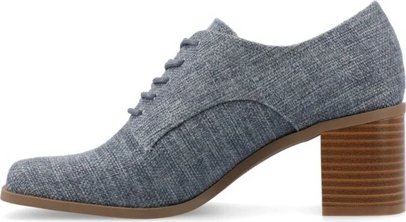 Journee Collection Women's Sylvan Lace Up Square Toe Pumps, Grey - Image 4