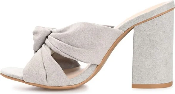 Journee Collection Women's Tabithea Open Square Toe Block Heel Sandals Grey - Image 4