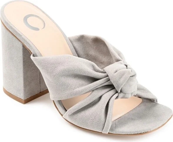Journee Collection Women's Tabithea Open Square Toe Block Heel Sandals Grey