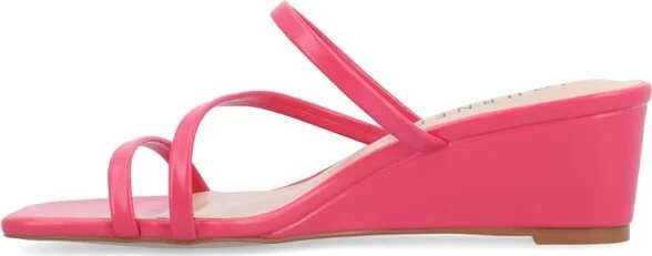 Journee Collection Women's Takarah Crossover Strap Slip On Wedge Sandals Blue - Image 5