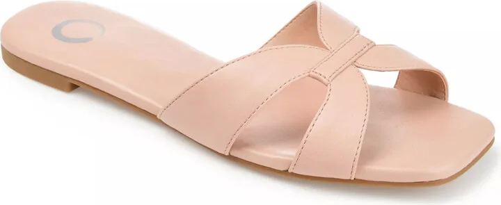 Journee Collection Women's Taleesa Slide Flat Sandals White