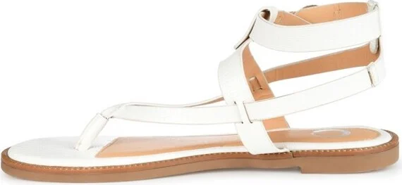 Journee Collection Women's Tangie Multi Strap Flat Sandals White - Image 6