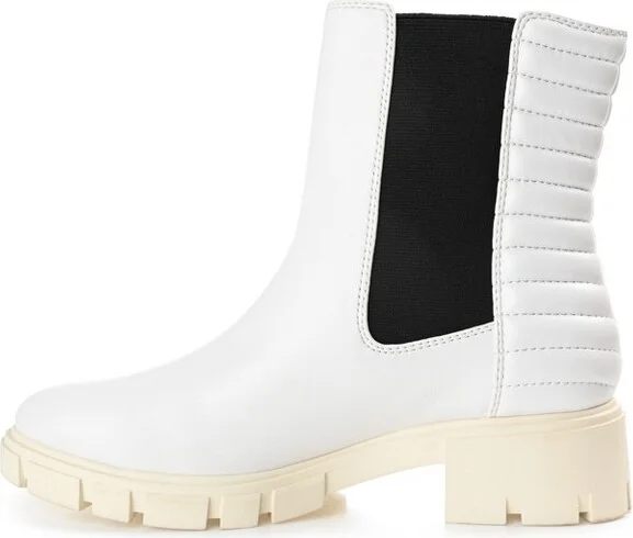 Journee Collection Women's Tatiana Round Toe Block Heel Chelsea Booties Stone - Image 3