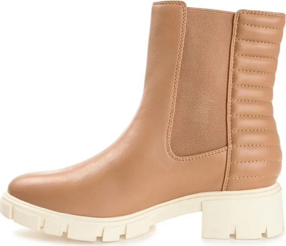 Journee Collection Women's Tatiana Round Toe Block Heel Chelsea Booties Stone - Image 4