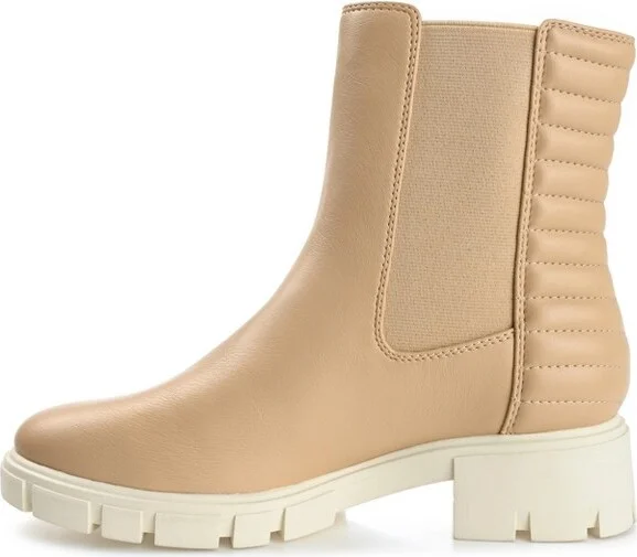 Journee Collection Women's Tatiana Round Toe Block Heel Chelsea Booties Stone - Image 5