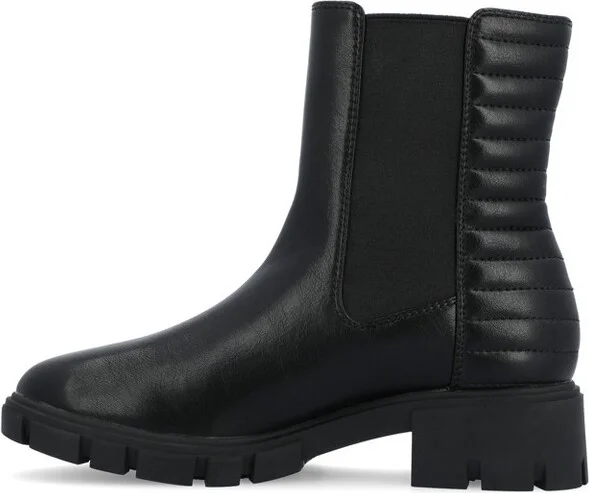 Journee Collection Women's Tatiana Round Toe Block Heel Chelsea Booties Stone - Image 6
