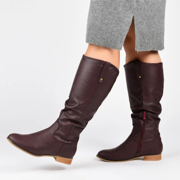 Journee Collection Women's Taven Extra Wide Calf Stacked Heel Western Detail Mid Shaft Boots - Image 2