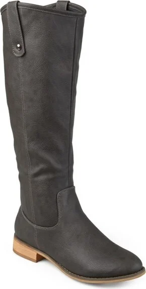 Journee Collection Women's Taven Stacked Heel Riding Boots Grey