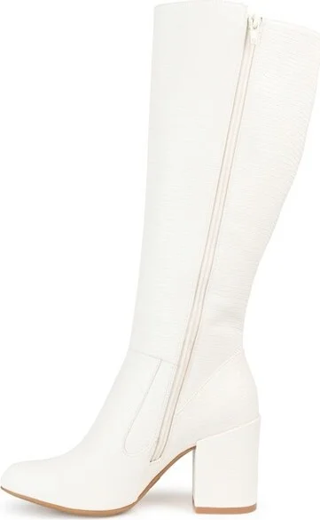 Journee Collection Women's Tavia Block Heel Knee High Boots White - Image 2