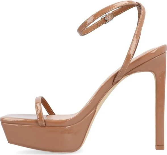 Journee Collection Women's Telilah High Heel Open Toe Pumps Tan - Image 5