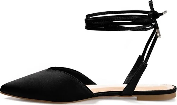 Journee Collection Women's Theia Tie Up Pointed Toe Ballet Flats Black - Image 2