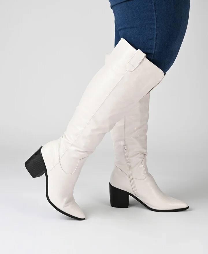 Journee Collection Women's Therese Extra Wide Calf Block Heel Knee High Dress Boots - Image 10