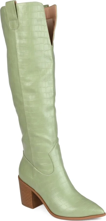Journee Collection Women's Therese Extra Wide Calf Block Heel Knee High Dress Boots