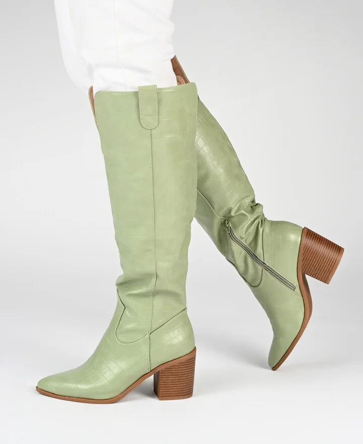 Journee Collection Women's Therese Wide Width Wide Calf Block Heel Knee High Dress Boots - Image 11