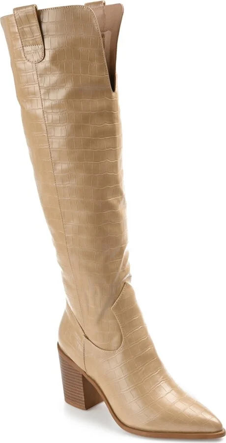Journee Collection Women's Therese Wide Width Wide Calf Block Heel Knee High Dress Boots