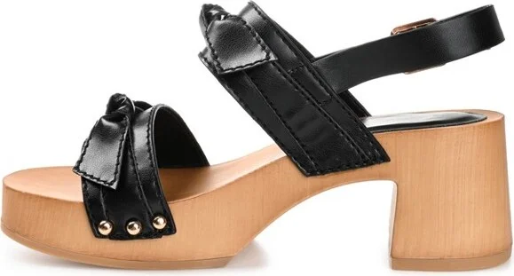 Journee Collection Women's Tia Double Bow Accent Clog Sandals Black - Image 2